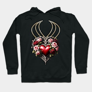 Noble gothic heart with flowers Hoodie